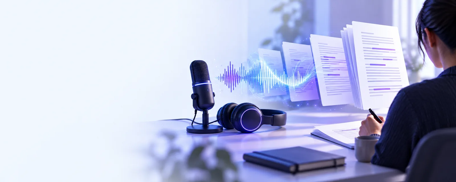 Audiototextのランディングページのビジュアル