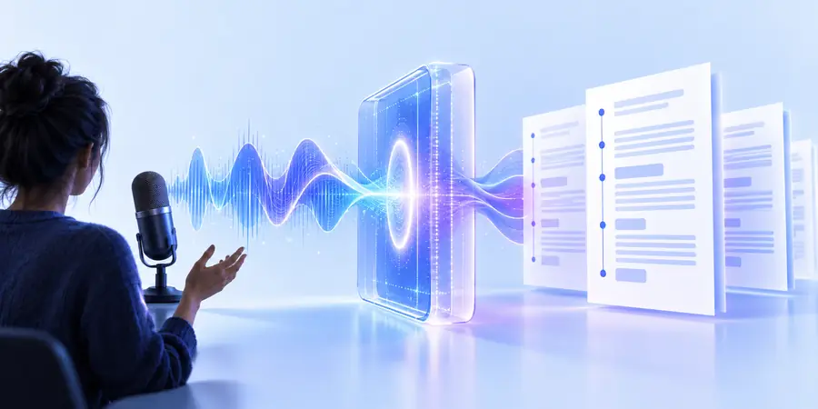 Illustration zu einer allgemeinen Erklärung der Audio-zu-Text-Konvertierung