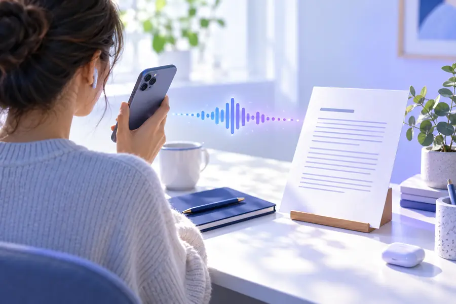 Illustration eines Szenarios zur Transkription einer WhatsApp-Sprachnachricht